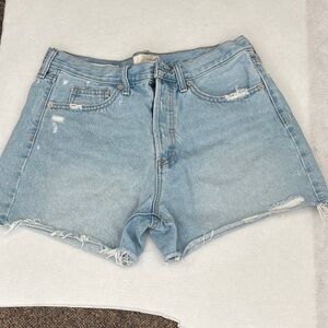 Distressed Cut Off Light Blue Denim Shorts